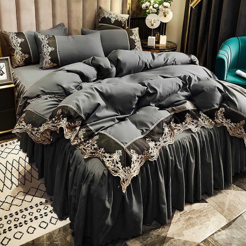 Summer European Ice Rayon Bed Skirt Bedding Set Skin-Friendly Silky Quilt Kit for Sleepers Ice Silk Cozy Cooling Bedspread Sets