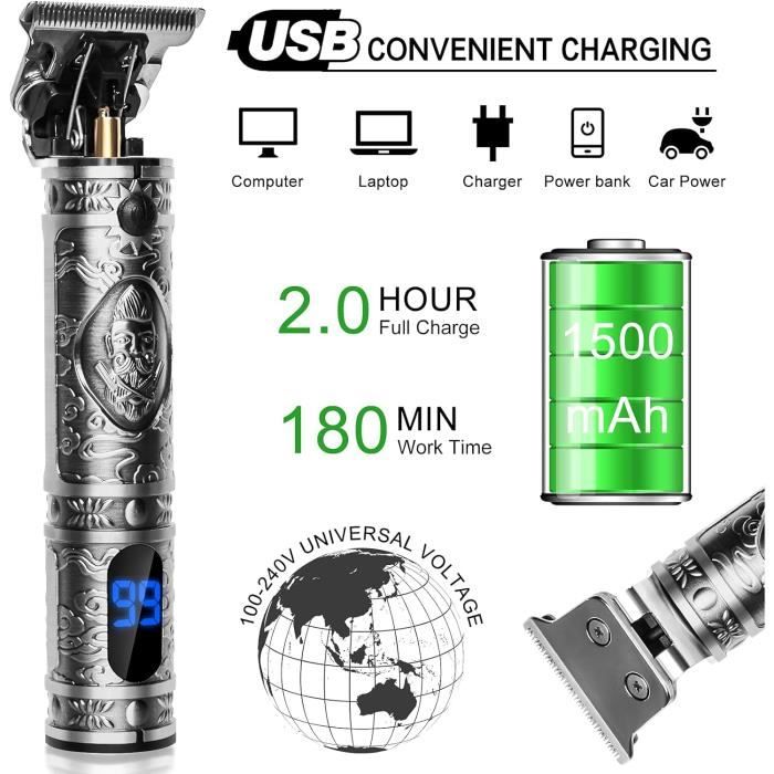 Tondeuse Cheveux Hommes, Tondeuse Barbe Rasoir Electriques Hommes, Usb Sans Fil Tondeuse À Cheveux Professionnelle Pour Domes[u315]