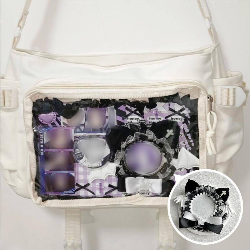 1PC Anime Badge Holder Goods Decoration Bag Accessories ACG Bow Tie Meow Badge Holder Handmade For 58-75mm