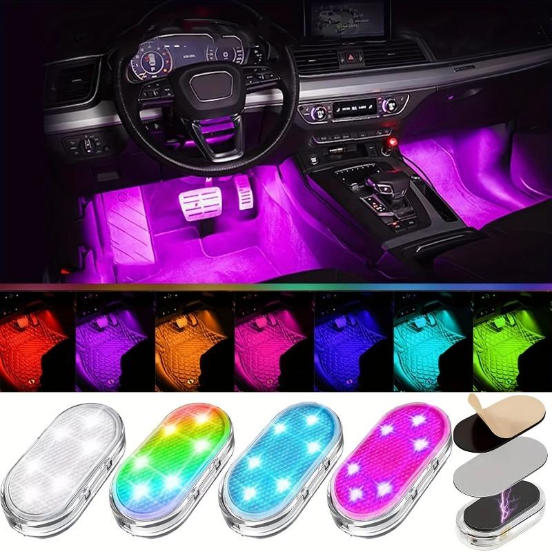 Беспроводная RGB LED подсветка салона автомобиля, перезаряжаемая от USB, атмосферообразующая лампа для авто, простая установка для двери, ног, багажника