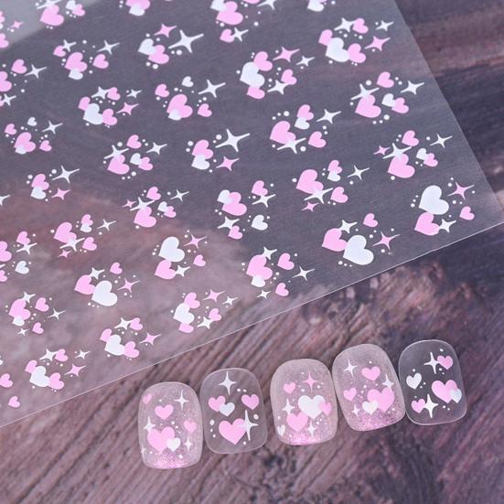3D Colorful Holographic Out Nail Heart Shape Hollow Art Stickers Women Long-lasting Gel Polish Decals