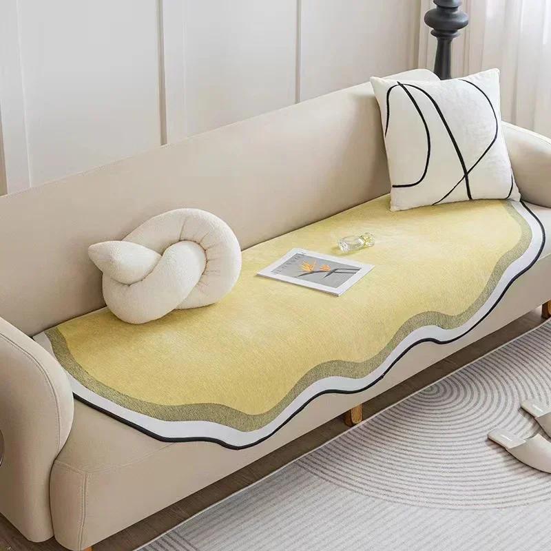 1PC Irregular Shaped Soft Sofa Towel Solid Color Luxury Sofa Covers for Living Room All Season Universal Anti-slip Couch Covers