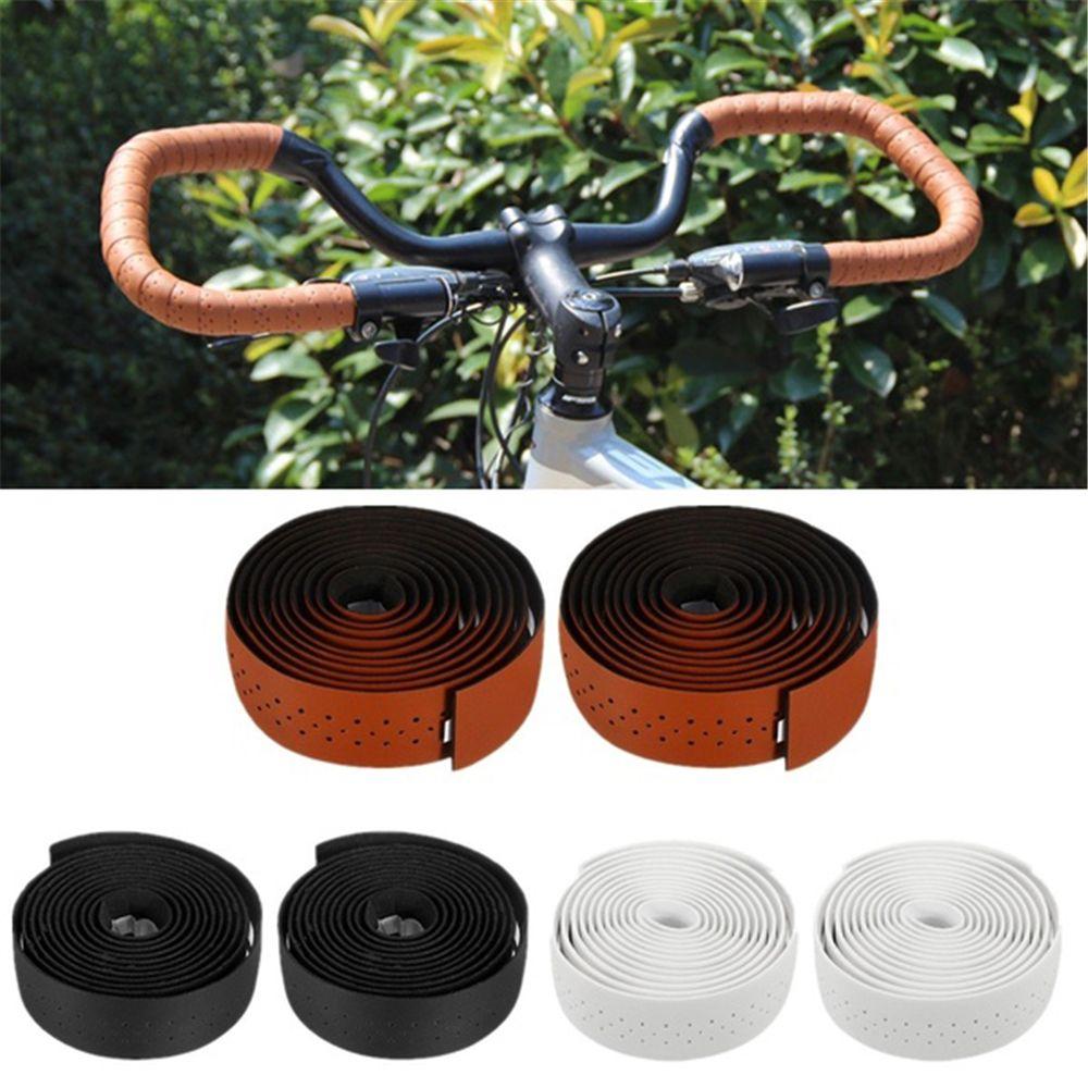Anti-slip 1 Pair Road Bike Bar Plug Bike Protective Leather Wrap Handlebar Tape Bicycle Grips
