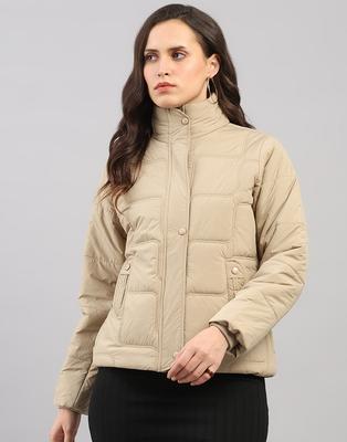 Женская куртка regular fit с самодельным дизайном, воротником-стойкой и длинным рукавом
