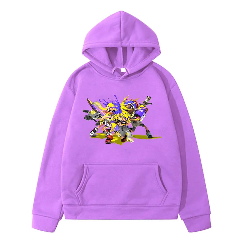 Splatoon 3 Game Cartoon Hoodies Sudaderas Long Sleeve Boys Girls Winter Sweatshirts Hooded Soft Children Kawaii Clothing Casual pullover
