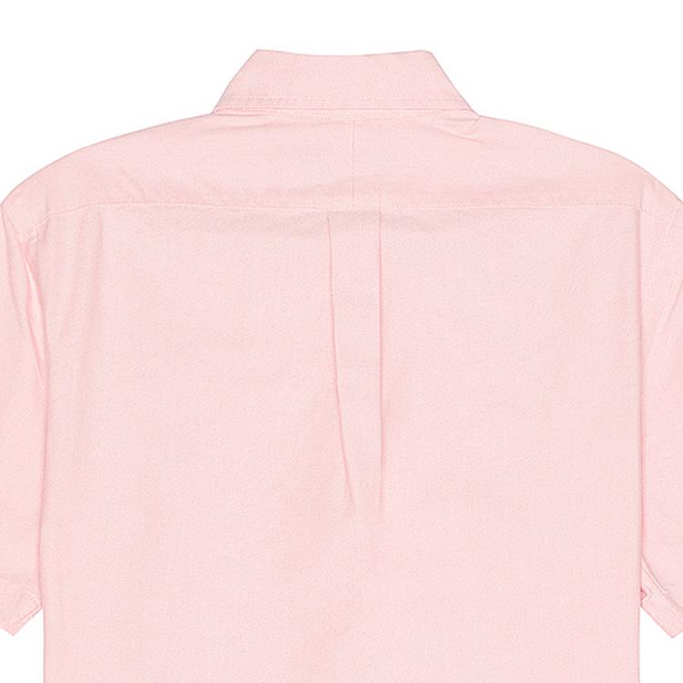 Polo Ralph Lauren Однотонная рубашка с вышитым квадратным воротником и коротким рукавом с логотипом Мужские рубашки розового цвета 710794942-003