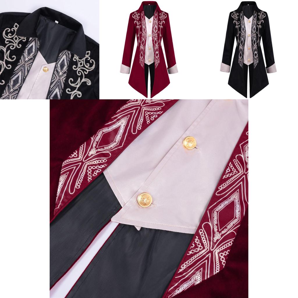 Elegant Gothic Victorian Tailcoat For Halloween Steampunk Medieval Jacket