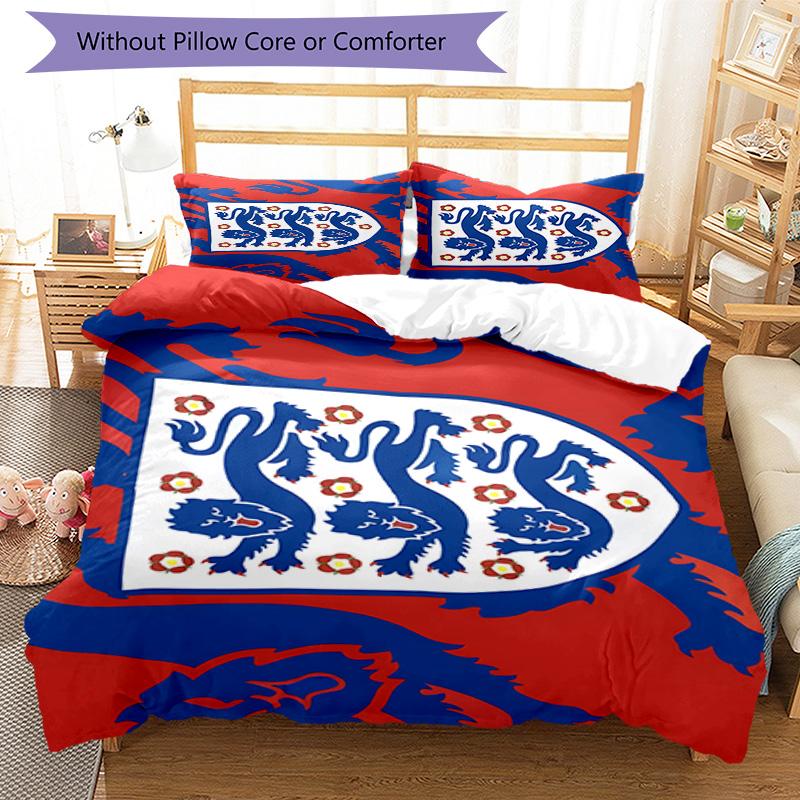England Football Crest Printed Pattern Duvet Cover Set – includes 1 duvet cover and 2 matching pillowcases Bedroom decor Christmas gifts
