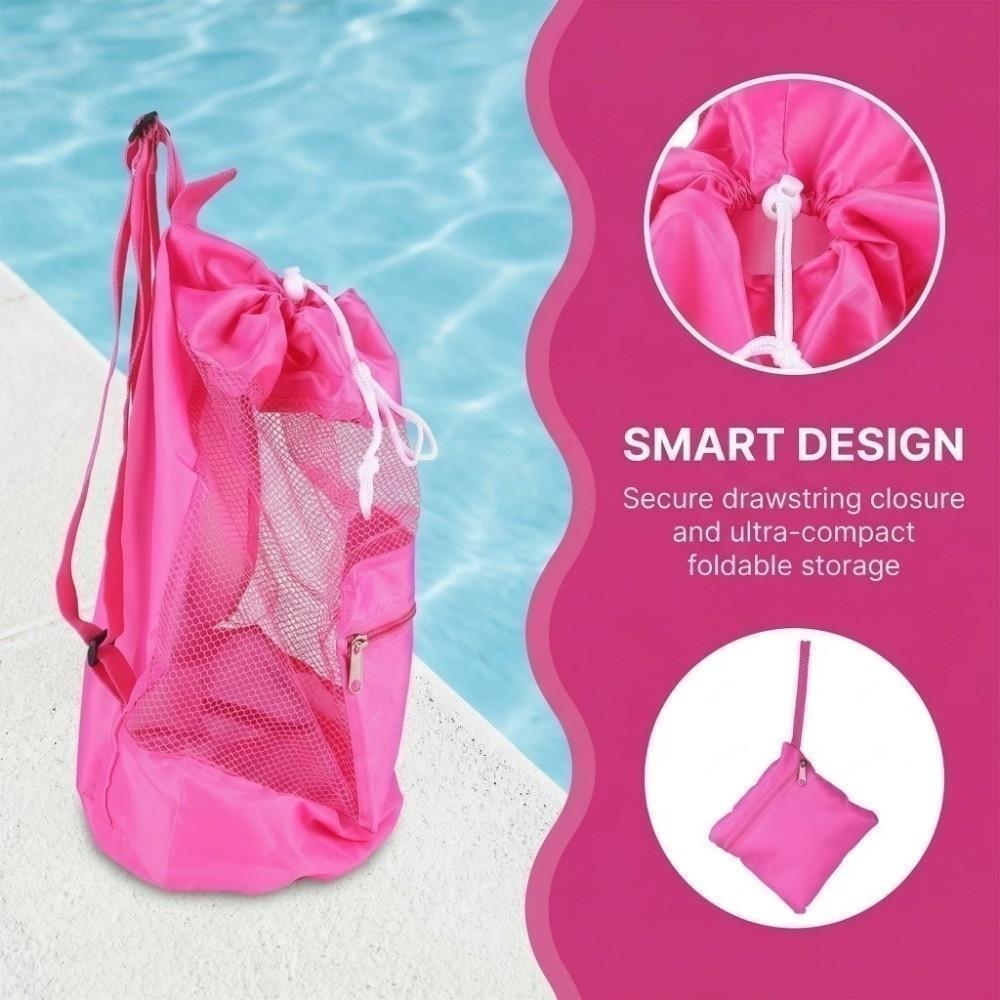 Washable Material Beach Storage Bag Large Mesh Shell Toy Bag Outdoor Beach