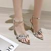Sexy Sandals Women Rhinestone Ankle Buckle 10CM Stiletto High Heels Nightclub Dress Shoes