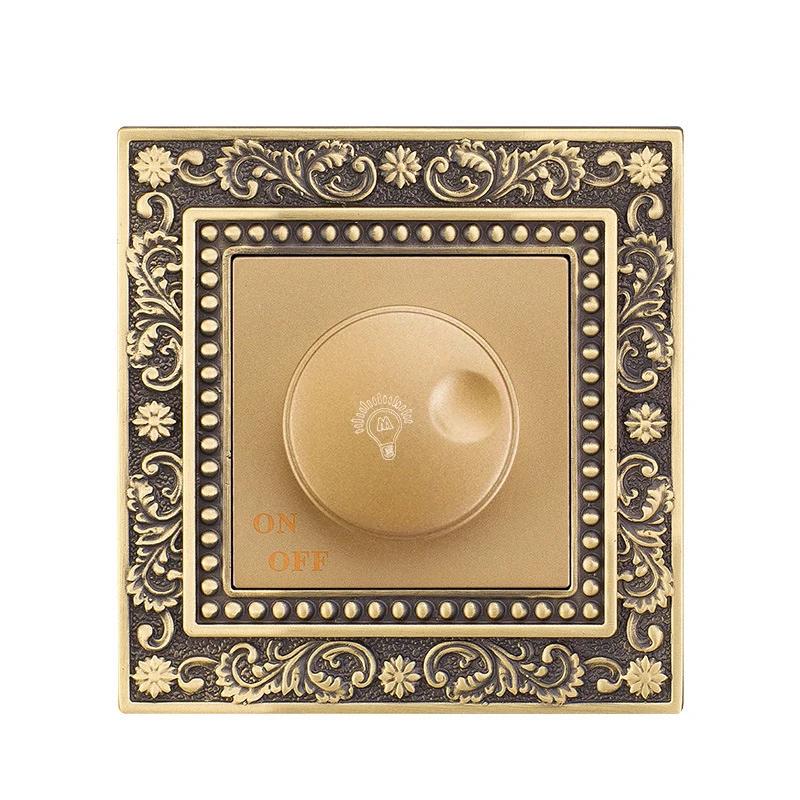 Luxury European Retro Metal Button Switch panel,EU France Standard Copper Wall socket,Universal Light Home Switch Power Outlet