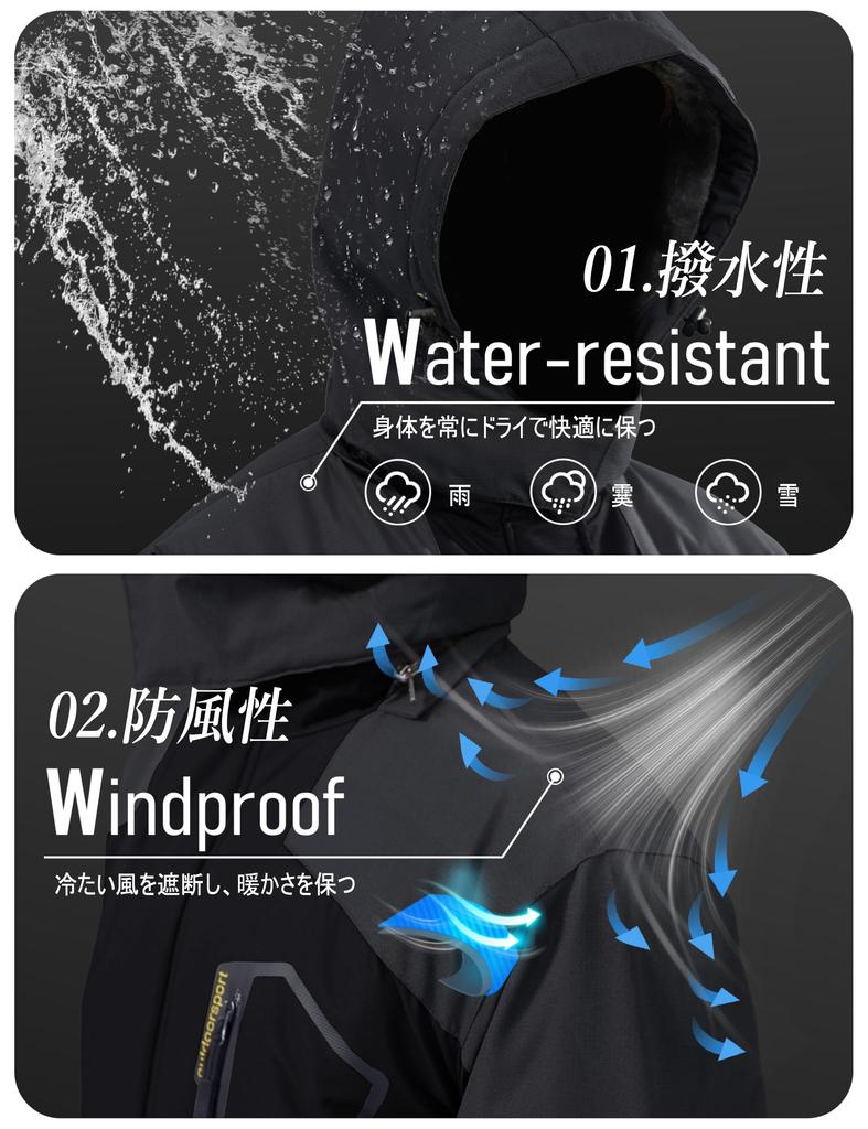 MAGCOMSEN Outdoor Cold Weather and Solid CN L Size Men's Jacket, Windproof, Trekking, Walking, Motorcycle, Fishing, Skiing, Gray, (Japan S)