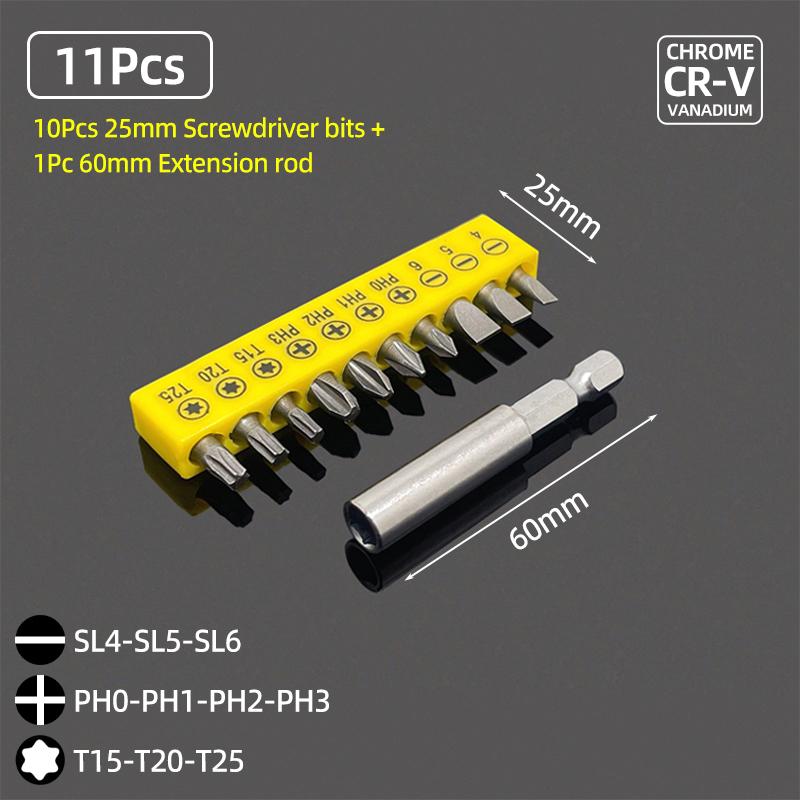 Набор отверток 25 мм, шлицевые биты Phillips Pozidriv Torx, квадратная шестигранная отвертка, шестигранный хвостовик 1/4, электрическая отвертка, ручной инструмент