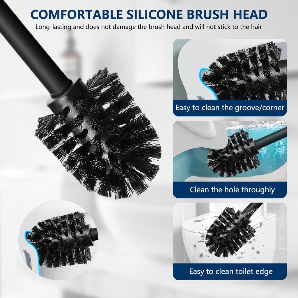 Набор туалетной щетки и держателя Отдельно стоящая щетка для унитаза из нержавеющей стали Квадратная щетка для глубокой очистки для хранения и организации ванной комнаты