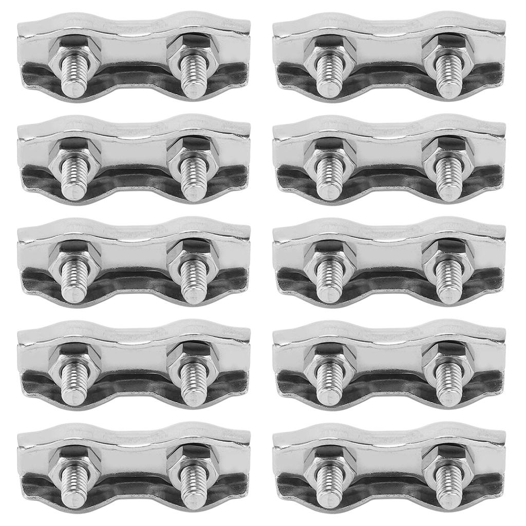 10Pcs Steel Wire Rope Chuck Lock 304 Stainless M3 Double Clip Clamp for Industrial Mechanism