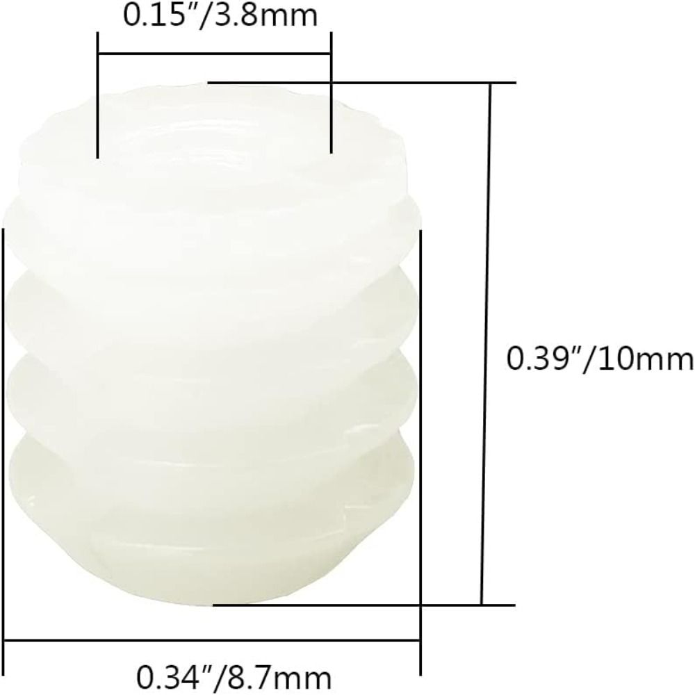 100Pcs White Hinge Dowel Inserts 0.34"x0.39" Screw Dowel Inserts Plastic Dowels  Cabinet Door
