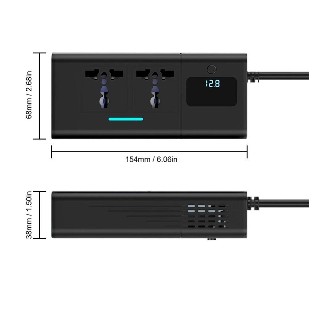 Автомобильный инвертор 200 Вт Быстрая зарядка Автомобильное зарядное устройство Инвертор Универсальный адаптер питания для транспортных средств