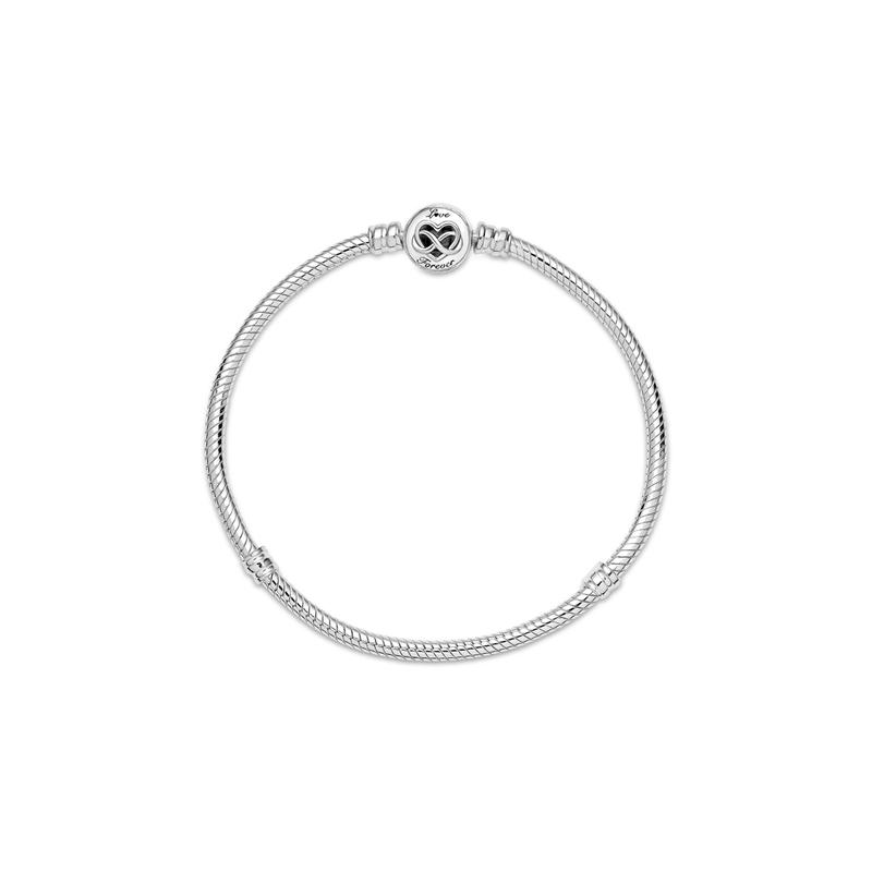 Pandora Moments Eternal Heart Chain Clasp Snake Bone Chain 925 Silver Bracelet Women's Style 599365C00