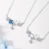 ANENJERY Серебряное цветное ожерелье с цветком в виде кристальной ракушки для женщин, милая цепочка на ключицы, ювелирные изделия для девочек, оптовая продажа