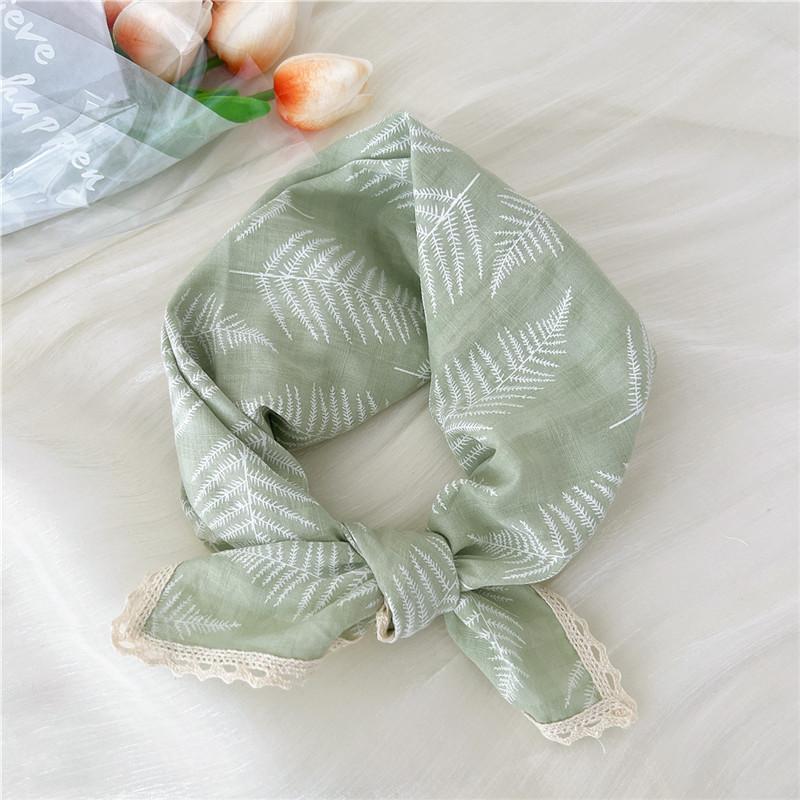 Хлопок лен кружевной край квадратные шарфы 60 см платок шейный платок банданы женский повседневный шейный платок клетчатый принт геометрический узор