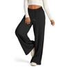 Fashion Drawstring Mid Waist Solid Casual Wide Leg Pants Women Autumn Winter Straight Plus Size Trousers Women Elegant Pocket Loose Pants Capris 25187