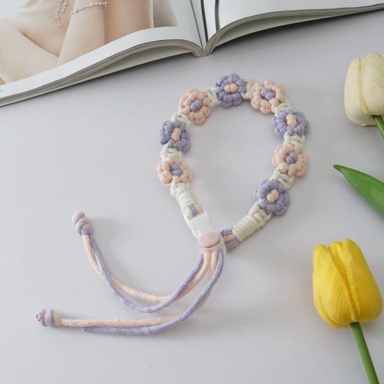 Ремешок для бутылки с водой, ручной плетеный, в форме цветка, регулируемая окружность, сладкий цвет