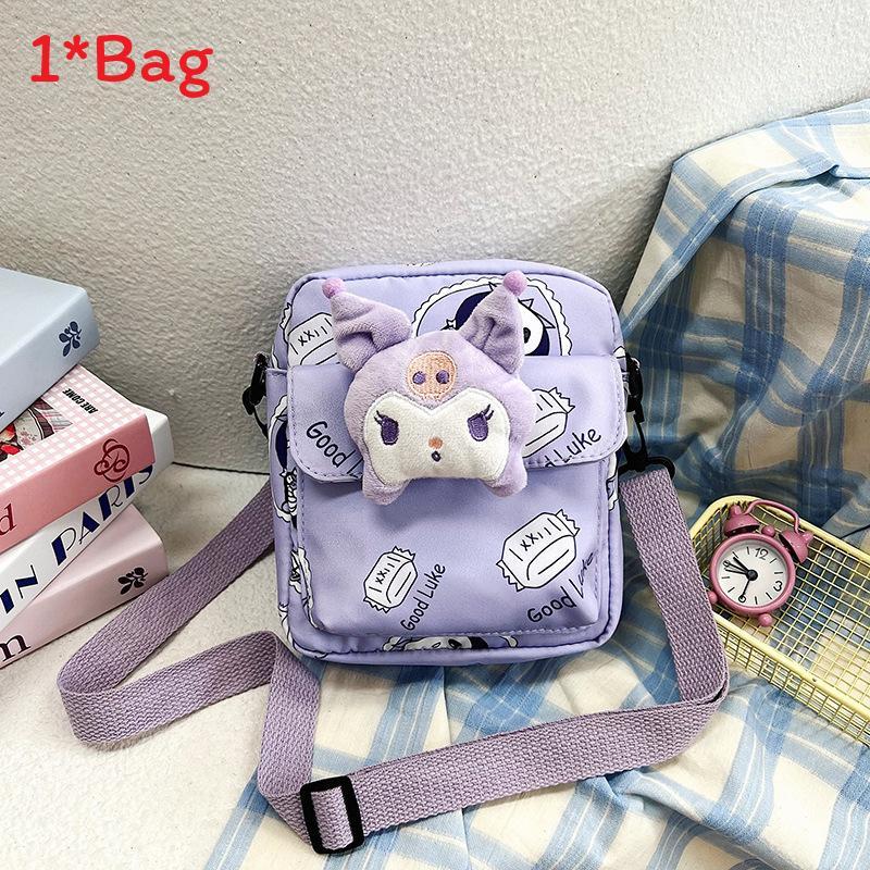 Cinnamoroll Hello Kitty Kuromi Canvas Single Shoulder Bag With Stitching Details For Daily Use