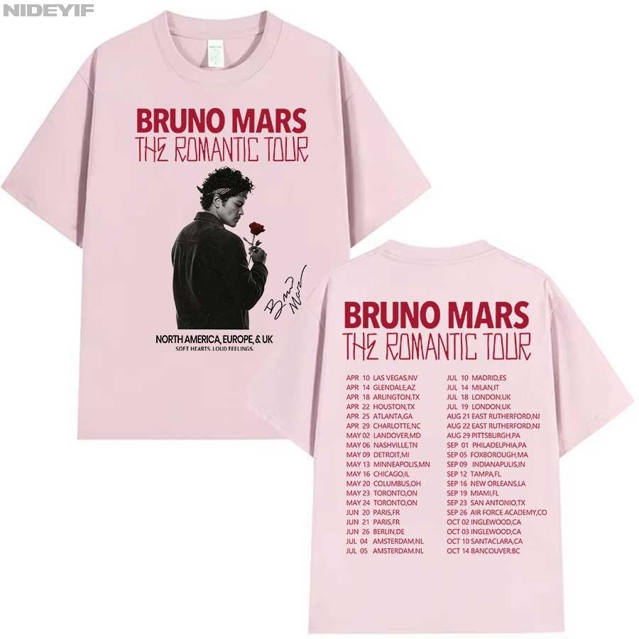 Футболка Bruno Mars The Romantic Tour для мужчин и женщин, хип-хоп, уличная одежда, оверсайз, хлопковая футболка BM5