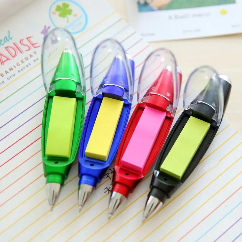 Multifunctional Halter Ballpoint Pen Sticky Note Light Strip Flashlight Stationery 3in1 with Colorful String School Supplies