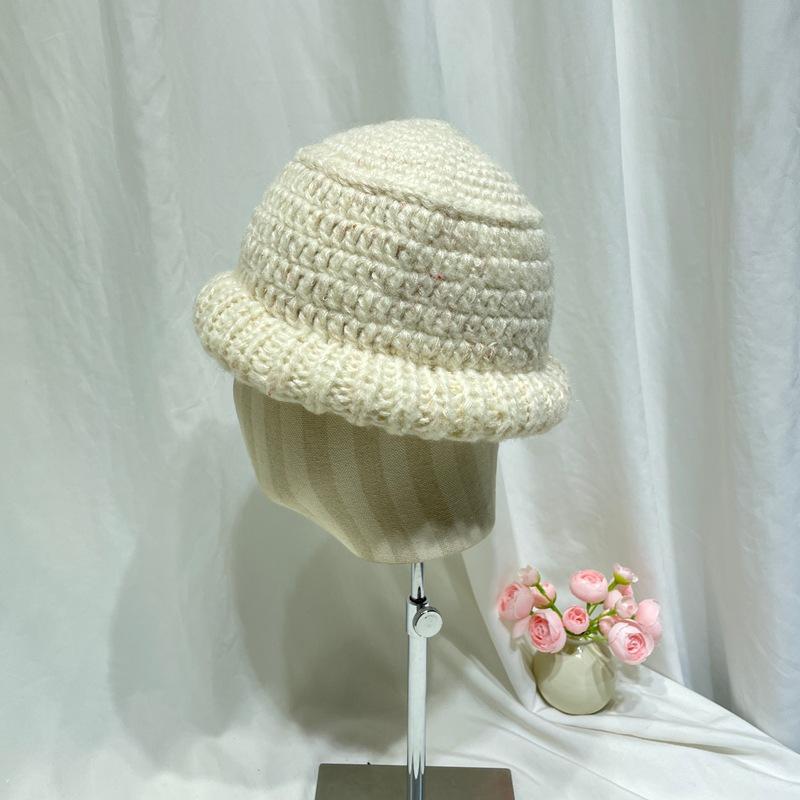 Korean Fashion Mixed Color Dome Wool Basin Hat Children Autumn And Winter Warm Ear Protection Versatile Knitted Bucket Hat Show Small Face