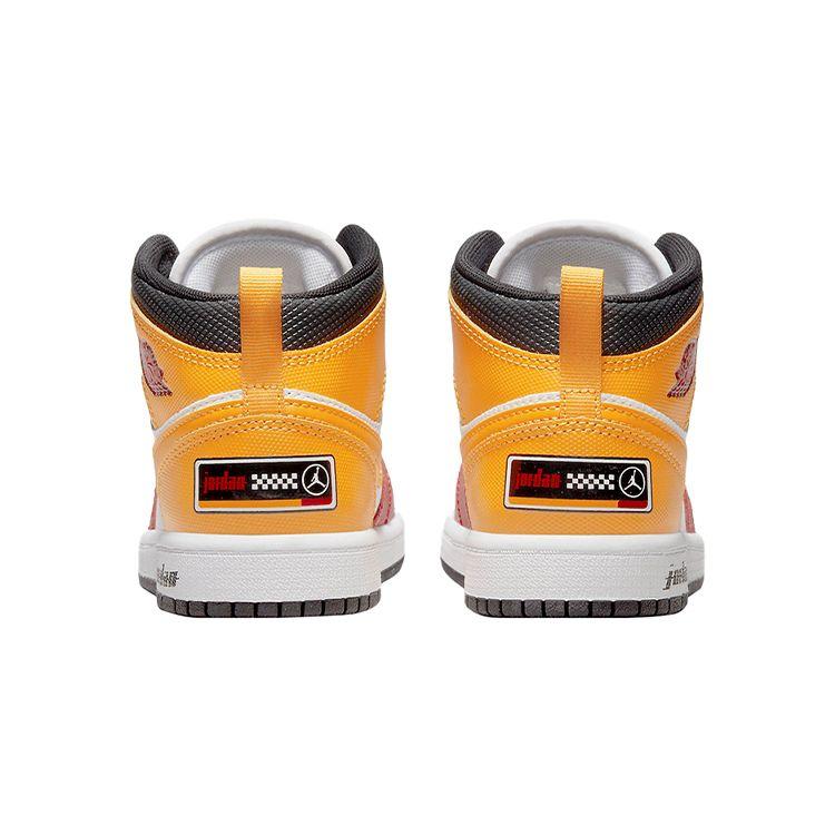 Детские кроссовки Air Jordan 1 Mid SE PS Motorsport Белый Черный Университетское золото DJ0337-067