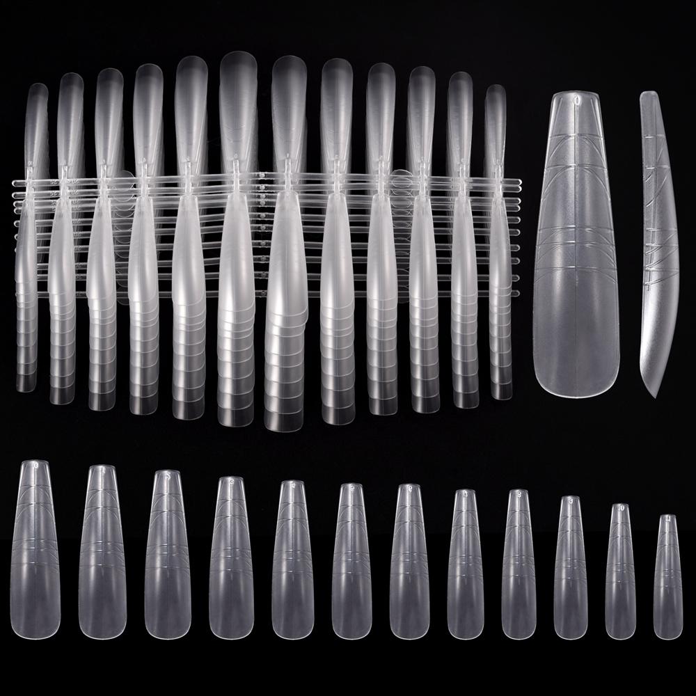 240 шт. типсы с вспомогательными линиями матовые прозрачные накладные ногти направляющие линии накладные типсы полное покрытие гроб/квадрат/круглый/овальный
