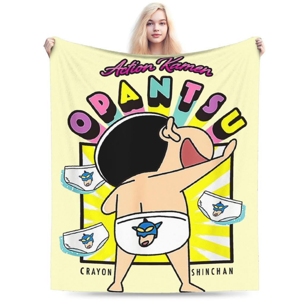Crayon Shin Chan as Action Kamen Blankets Fleece Summer Air Conditioning Manga Multi-function Throw Blanket for Home Couch Quilt