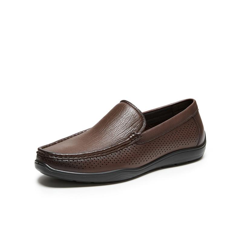 Senda Casual Leather Shoes Men 2026 Summer New One Foot Flat Bean Shoes