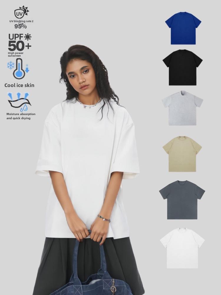 60 Silky Cool Solona 250g Heavy Short Sleeve Мужская свободная однотонная солнцезащитная футболка