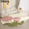 Tulip Flower Long Carpet Soft Furry Bedside Rug Living Room Mirror Front Carpet Non-slip Bedroom Decoration Mats