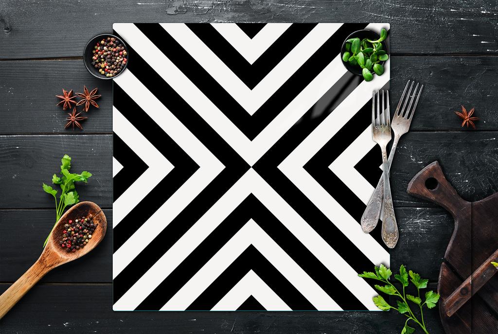 Glass stovetop protector 50x52 stripes