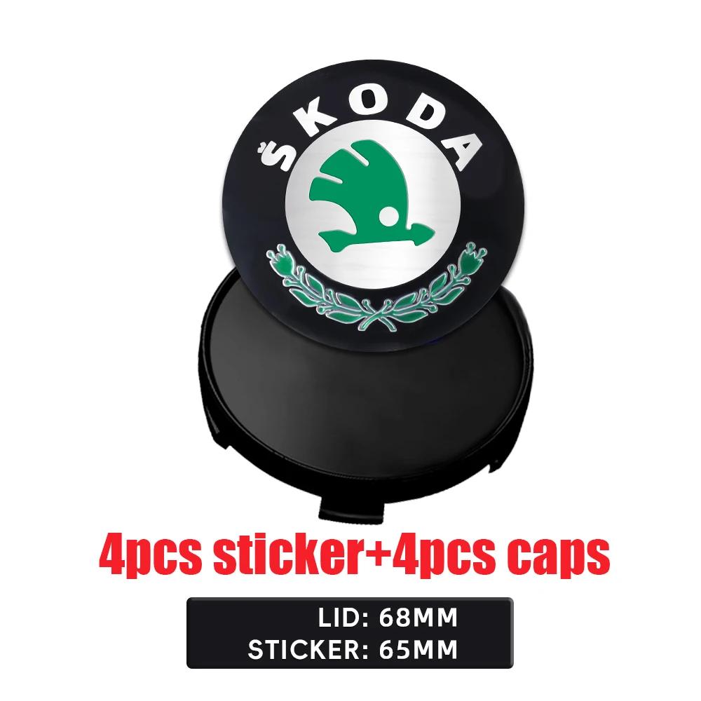 Car Sticker 2025 Hot 4Pcs 56/60/65/68MM Wheel Center Hub Caps Sticker Tire Rim Cover For Skoda Octavia A5 3 2 VRS Vision Kodiaq