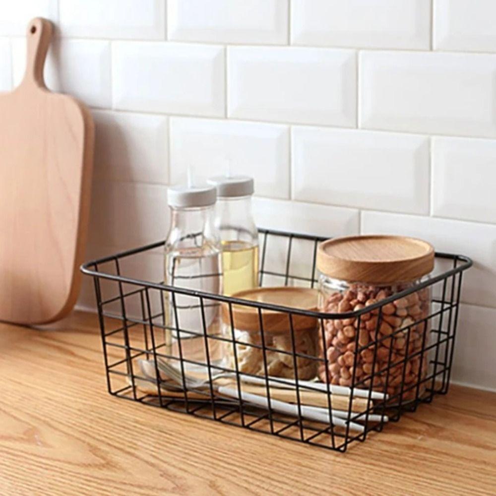 Hollow Metal Wire Storage Basket Large Capacity Fruit Vegetable Snacks Holder  for Bathroom