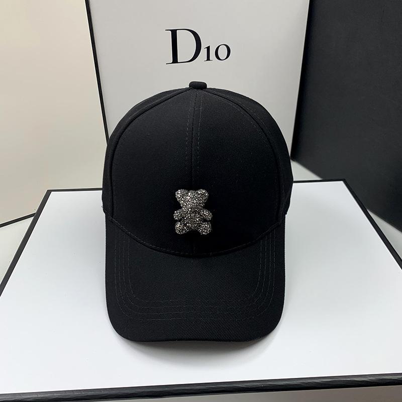 Sunscreen hat women's summer new fashion sun hat spring and autumn rhinestone bear baseball cap face cap
