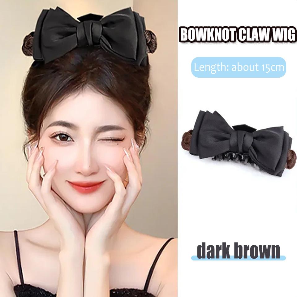 Парик с бантом и коготками, синтетический, женский, элегантный, с бантом, принцесса, ветровой, с пучком, интегрированный, стильный, принцесса, парик, с пучком