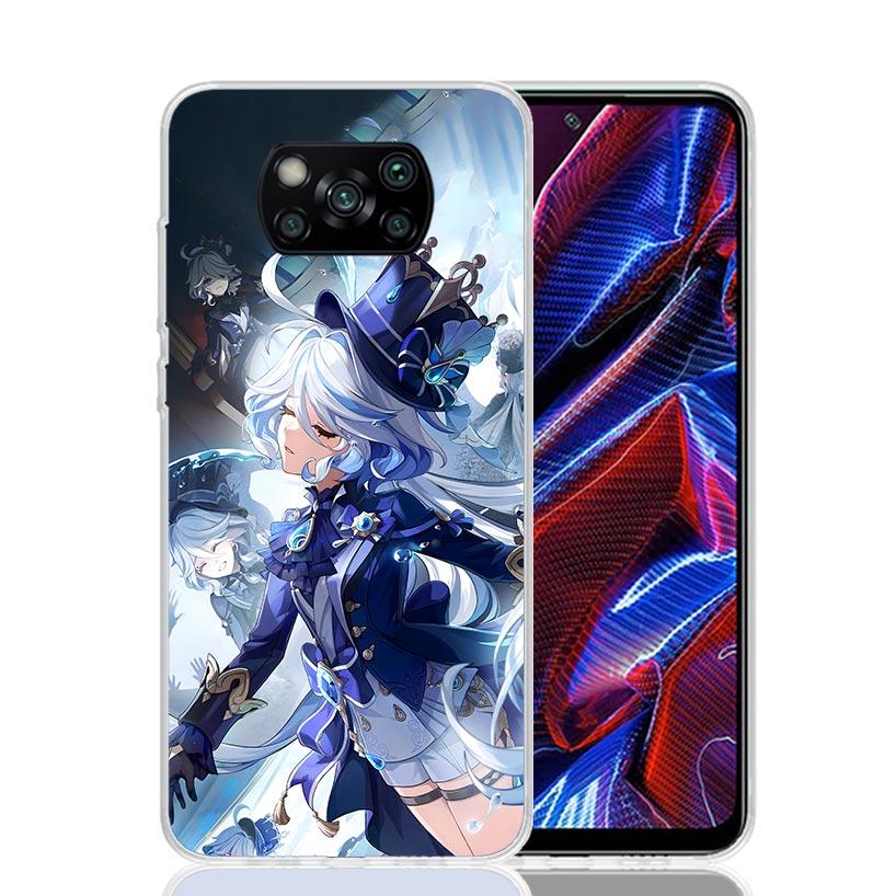 Милый чехол для телефона Furina Genshin Impact для Xiaomi Poco F7 Ultra X7 X6 Pro X5 Redmi 15 15C 13 13C 12 12C 10 10A 10C 9 9A 9C 9T Она