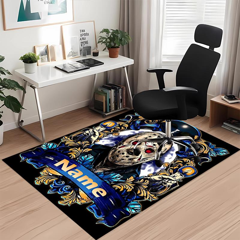Custom Name Friday the 13th Printed Carpet, for Office Chair Living Room Bedroom Kitchen Room Decor Gifts.
