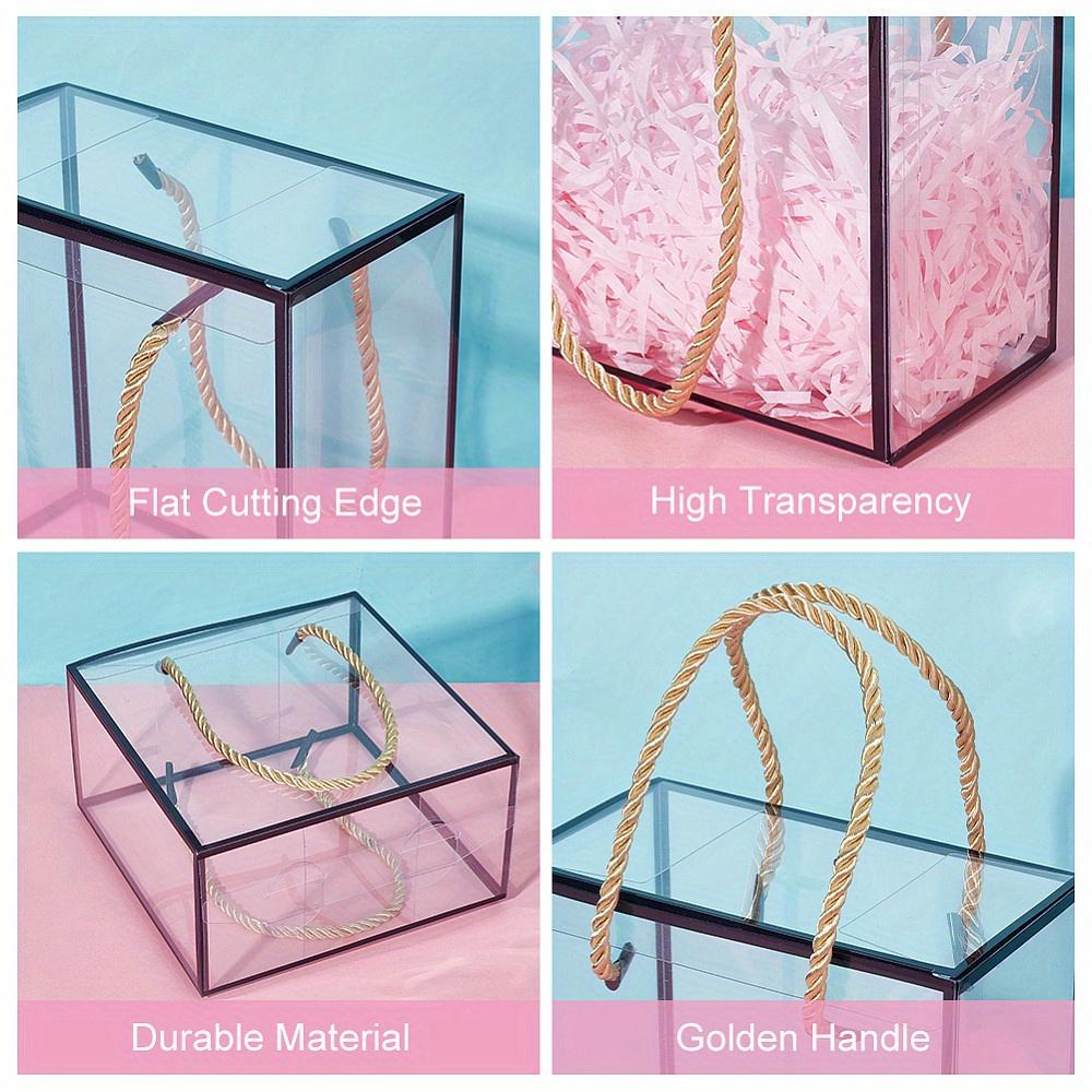 6 шт. Прозрачная подарочная коробка из ПВХ с полиэстеровым шнуром, прямоугольная прозрачная подарочная коробка с черным краем