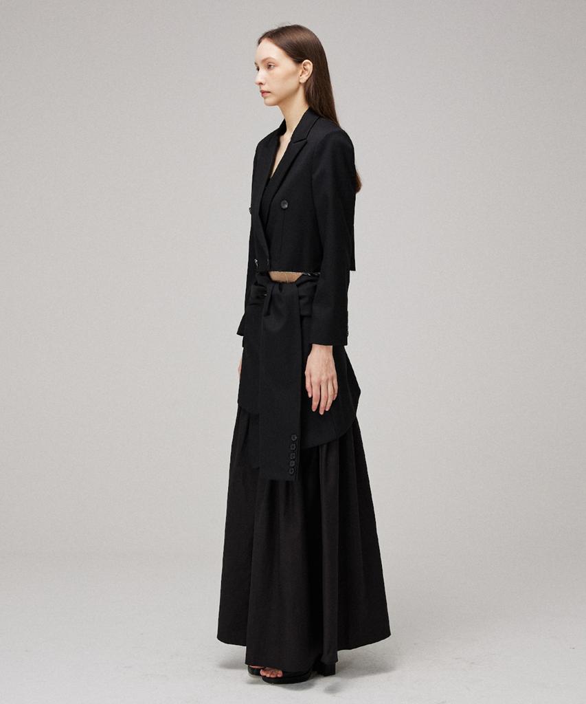 Meuameu Blazer Crop Layered Skirt
