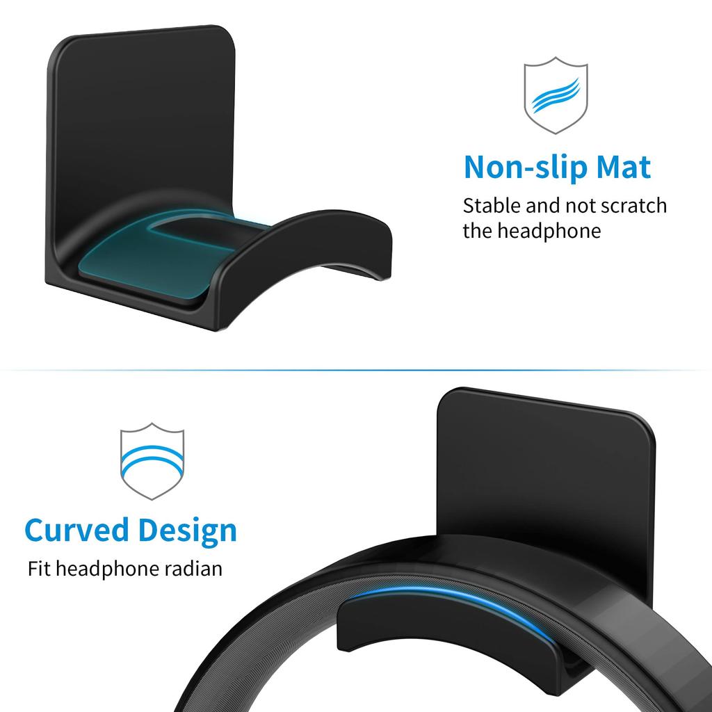 1/3/5/10Pcs Universal Headphone Hanger Wall Mounted Adhensive Plastic Holder Headset Rack for Home Desktop Storage Supplies