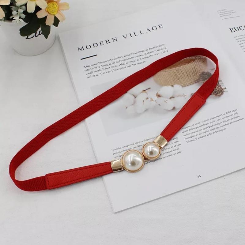 Waist Belt Golden Buckle Solid Color Skinny Belt for Dress Casual Wear Woven Stretchy Belt for Wrap Dress Halter Dress