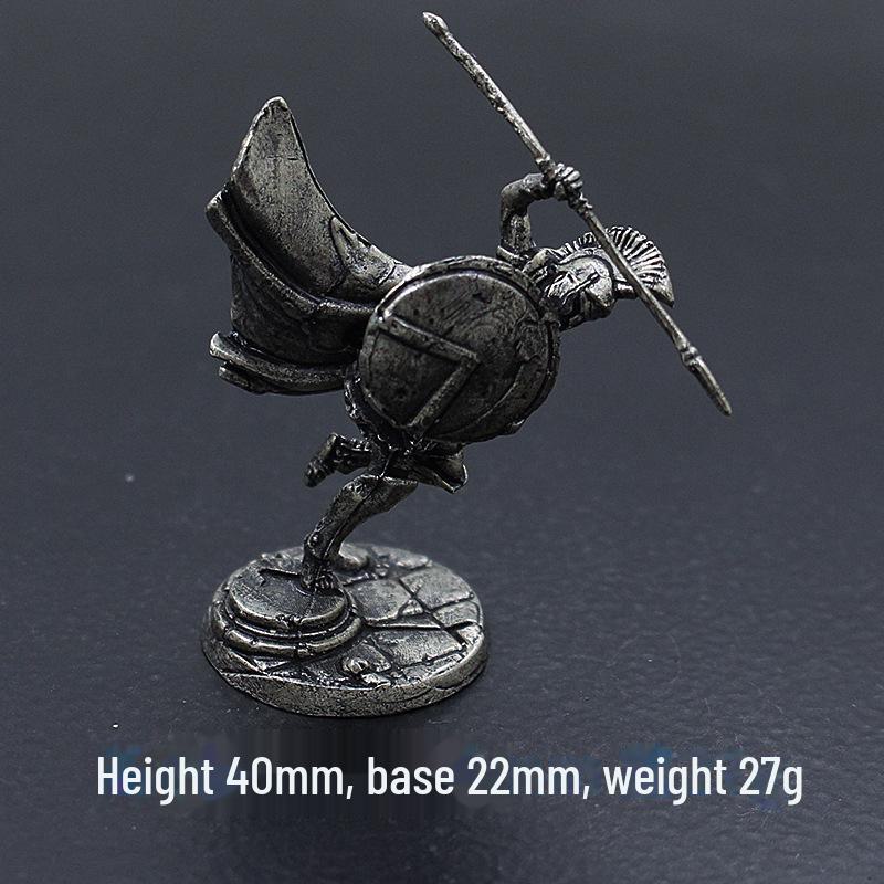 White Copper Spartan Shogun Warrior Chess Piece Ornament – Retro Soldier Toy Gift for Boys