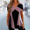 New Women's T-Shirt Curve Print V-Neck Fashion Streetwear Female Clothing Casual Summer Short Sleeve Pullover T Shirt for Women