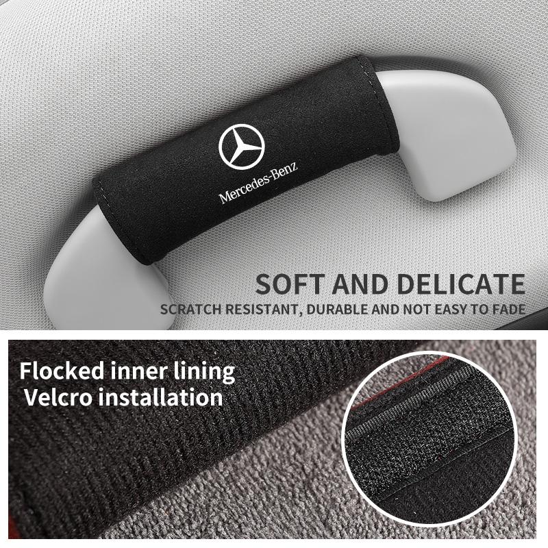 BTY4 2pcs Car Roof Armrest Handle Suede Gloves Protector Accessories For Benz CLK GLC W212 C200 C300 W203 W204 W205 W169 W176 GLC